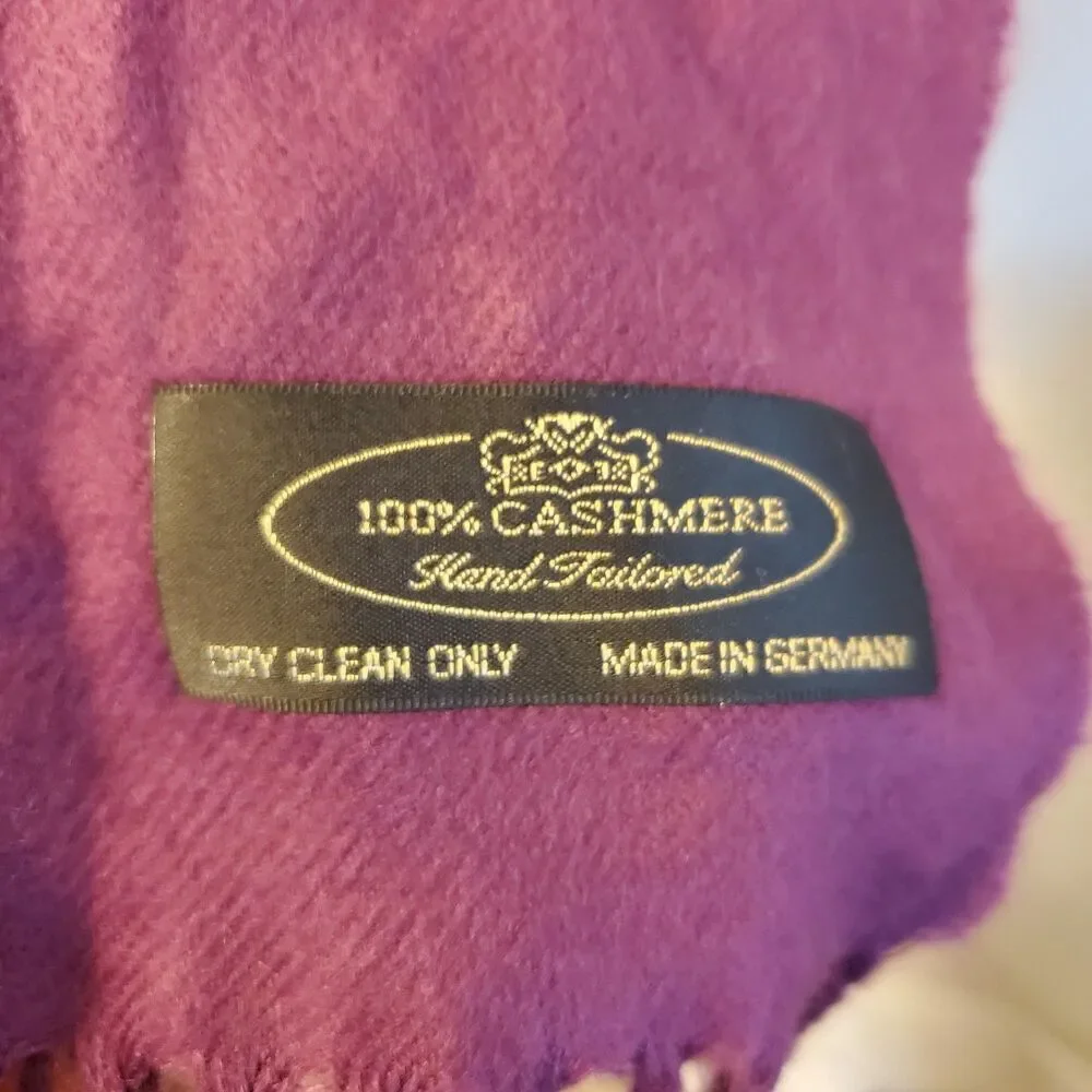Scarf 100% Cashmere Purple Made In Germany Hand Tailored 12